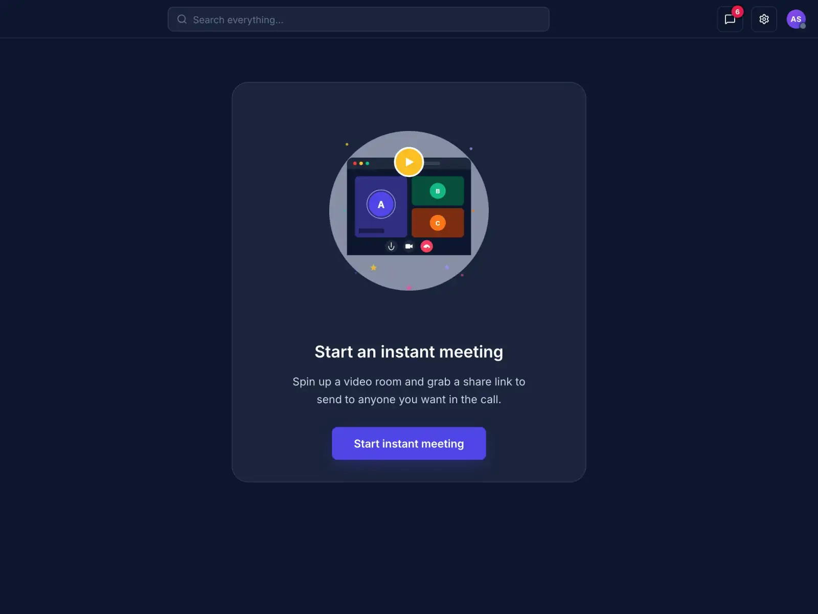 The Start instant meeting screen