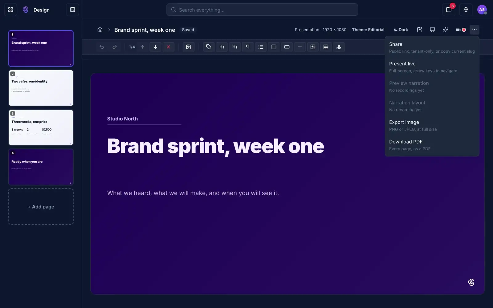 Export and share
